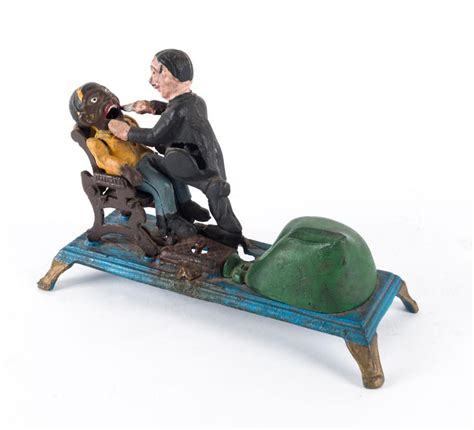 cast iron coin bank|cast iron dentist mechanical bank.